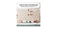 Linen Upholstered Platform Bed with Button-Tufted Headboard – Modern Bed Frame with Wood Slats, No Box Spring Needed
