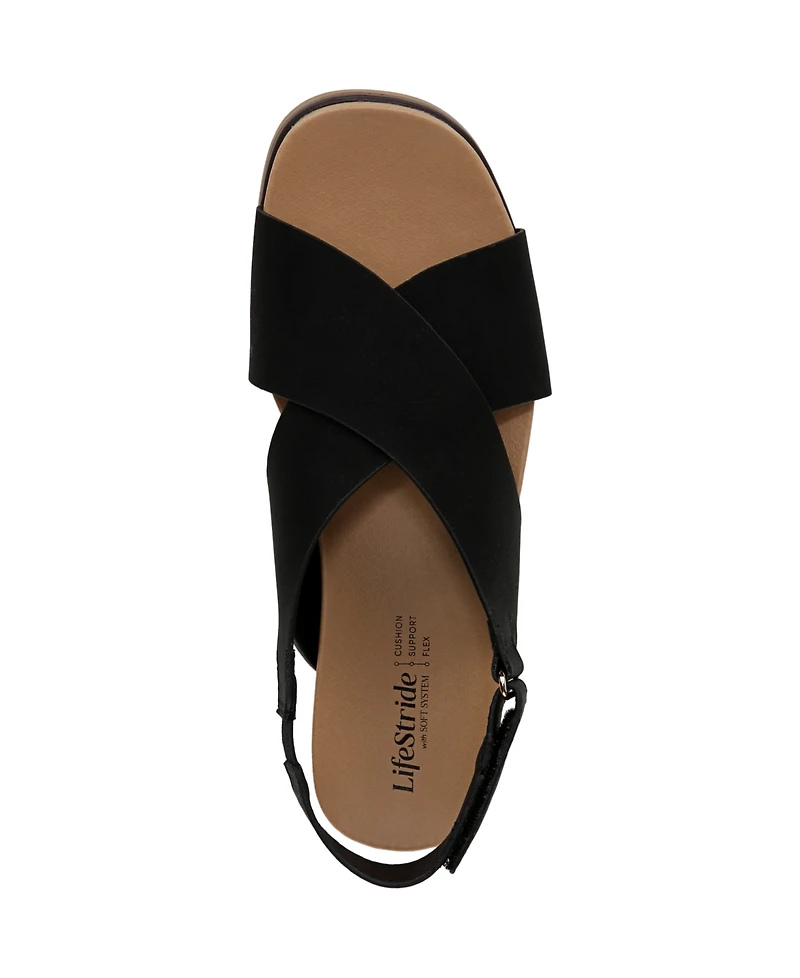 LifeStride Women's Georgina Square Open Toe Slingback Platform Sandals