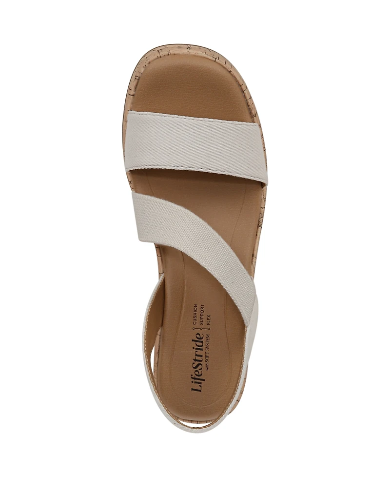 LifeStride Women's Odette Square Open Toe Wedge Sandals