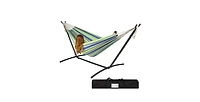 Slickblue Portable Stripe Cotton Hammock with Metal Stand and Carry Case