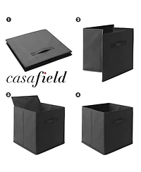 Casafield Set of 6 Fabric Storage Cube Bins, Red - 13" Collapsible Foldable Cloth Baskets for Shelves and Cubby Organizers