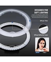 Neewer Ring Light 18inch Kit: 55W 5600K Professional Led with Stand and Phone Holder, Soft Tube & Bag for Tattoo Lash Extension Barber Makeup Artist S