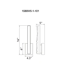 Cwi Lighting 16" Metal Stagger Integrated Led Wall Light