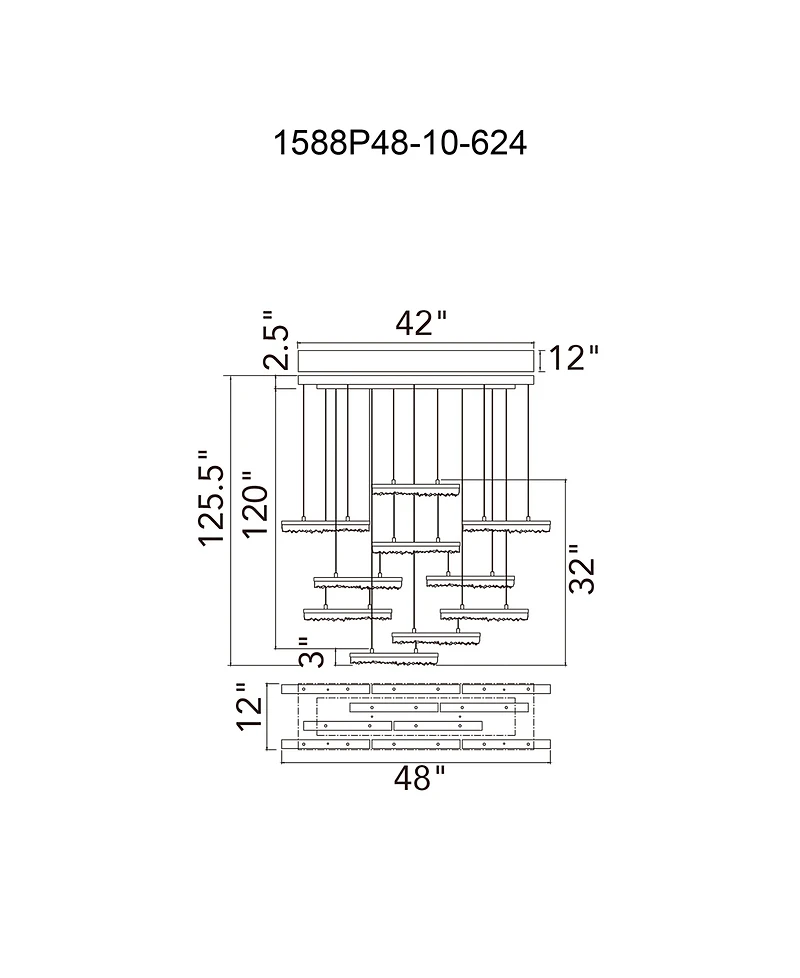 Cwi Lighting 5.5" Metal Stagger Integrated Led Chandelier