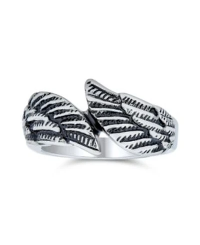 Bling Jewelry Stainless Steel Angel Wing Band Ring Biker Oxidized