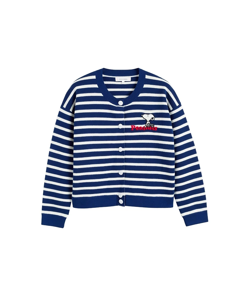 Chinti & Parker Women's Snoopy Breton Milano Embroidered Merino Wool Cardigan