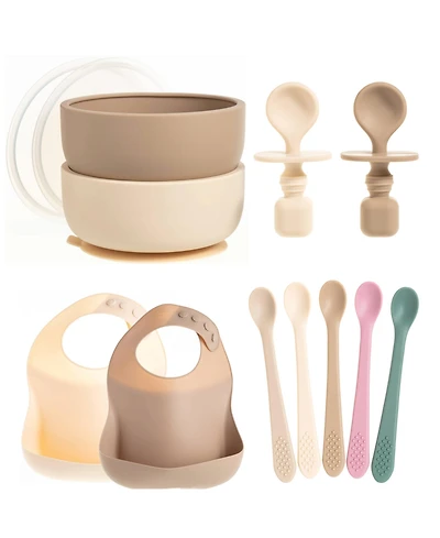 Sperric Toddler Feeding Set, Silicone Bib, Bowl & Spoons for Self-Feeding First Stage Essentials – Gum Friendly, Bpa-Free, Easy to Clean & Safe