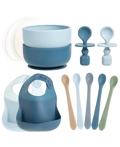 Sperric Toddler Feeding Set, Silicone Bib, Bowl & Spoons for Self-Feeding First Stage Essentials – Gum Friendly, Bpa-Free, Easy to Clean & Safe