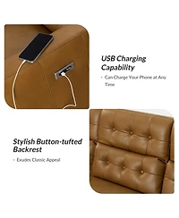 Hulala Home Milo 3-Piece Mid-Century Modern Power Sectional Sofa witn Adjustable Headrests and Tufted Backrest