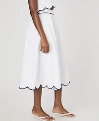 French Connection Women's Alexis Cotton Scallop Midi Skirt