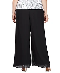 Alex Evenings Plus Wide-Leg Chiffon Pants