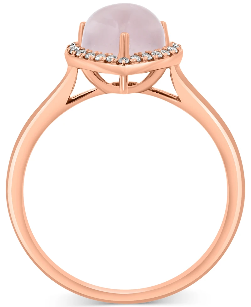 Effy Rose Quartz (1-5/8 ct. t.w.) & Diamond (1/10 ct. t.w.) Heart Halo Ring in 14k Rose Gold