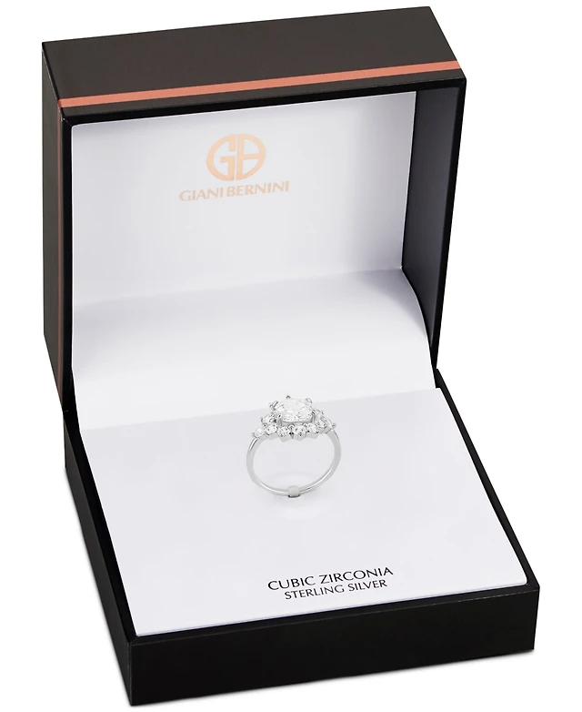 Shop Giani Bernini Cubic Zirconia Oval Cluster Ring in Sterling