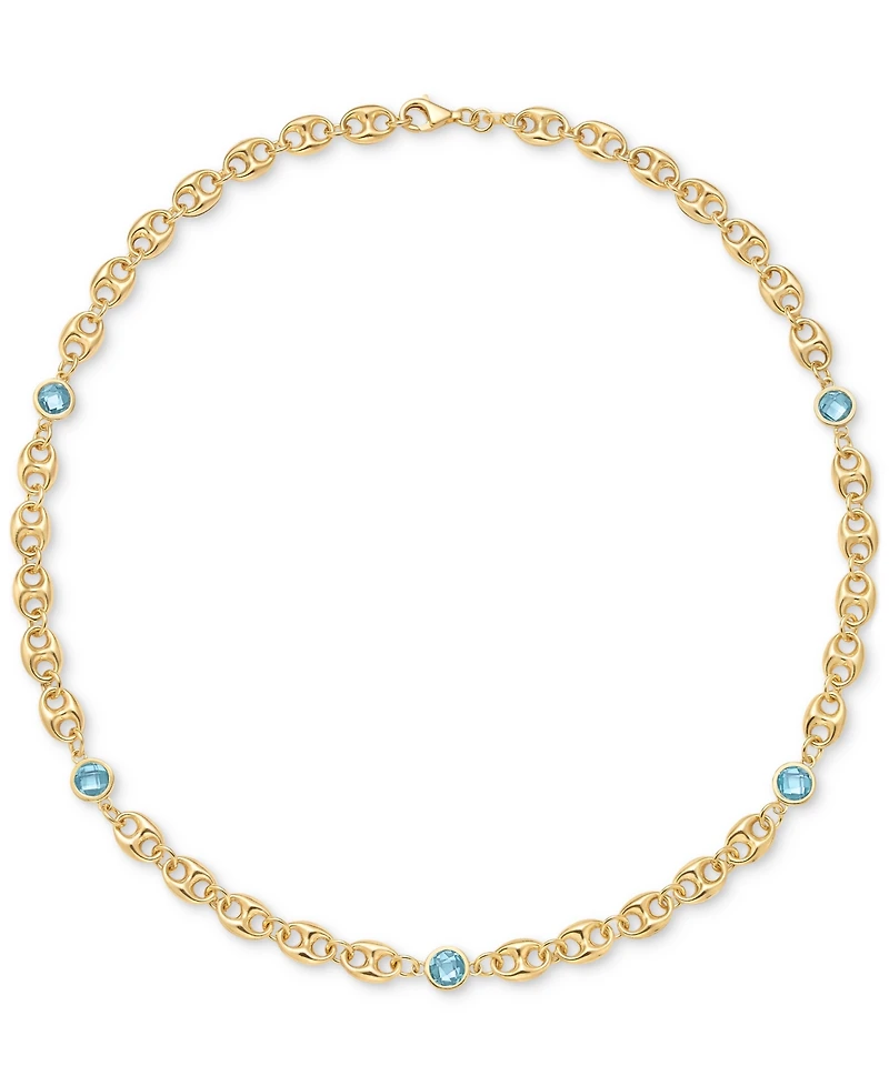 Amethyst Bezel Mariner Link 18" Collar Necklace (5 ct. t.w.) 14k Gold-Plated Sterling Silver