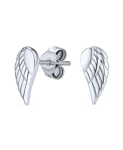Bling Jewelry Delicate Guardian Angel Wing Feather Stud Earrings Sterling Silver Cartilage