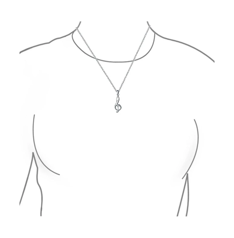 Bling Jewelry Musician Treble Music Note Stud Earrings and Pendant Necklace Silver Jewelry Set