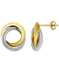 Giani Bernini Cubic Zirconia Interlocking Stud Earrings in Sterling Silver & 18k Gold Over Sterling Silver, Exclusively at Macy's