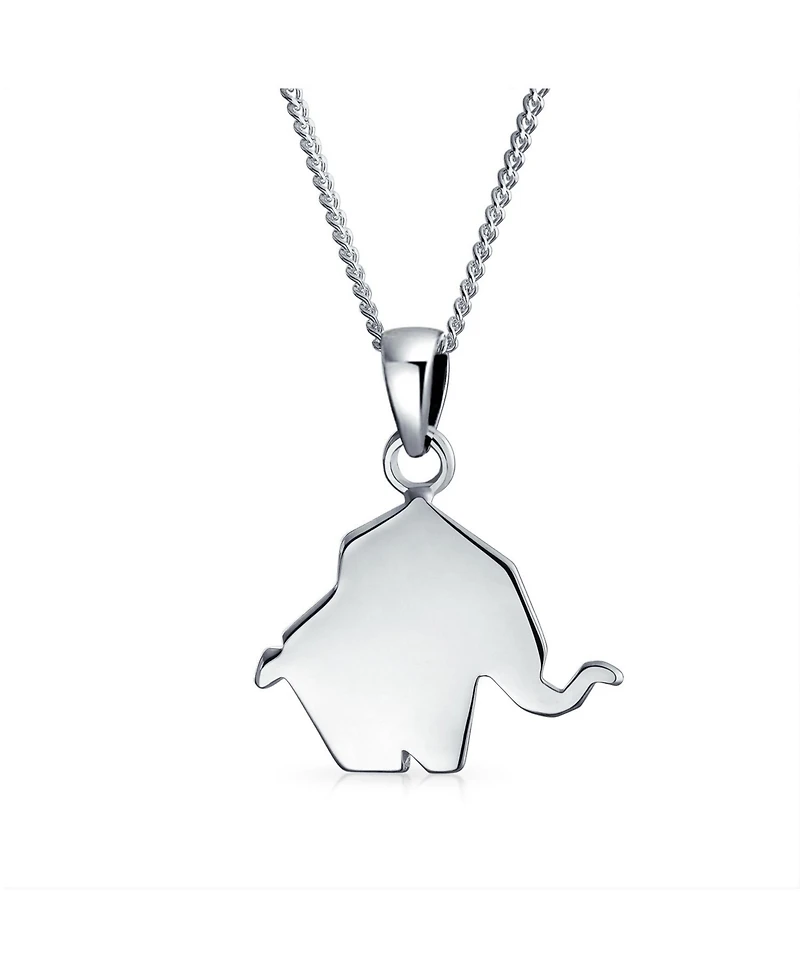 Bling Jewelry 3D Geometric Origami Jewelry Animals Elephant Pendant Necklace .925 Sterling Silver