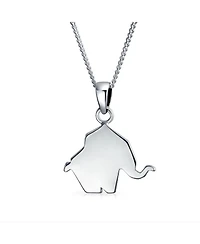 Bling Jewelry 3D Geometric Origami Jewelry Animals Elephant Pendant Necklace .925 Sterling Silver