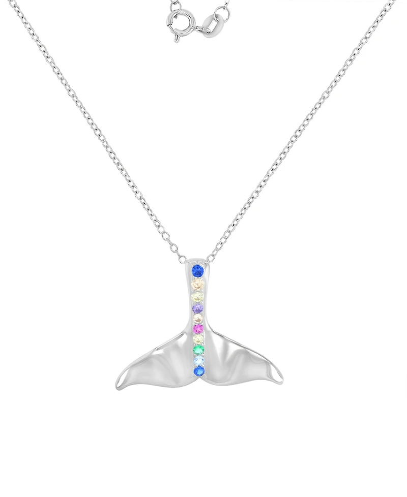 Whale Tail Pendant Necklace Sterling Silver, 18"
