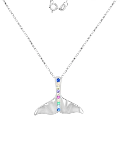 Whale Tail Pendant Necklace Sterling Silver, 18"