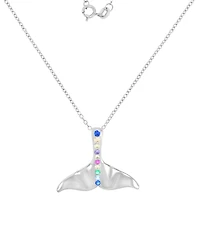 Whale Tail Pendant Necklace Sterling Silver, 18"