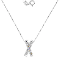 Macy's White and Multi-Color Cubic Zirconia Crisscross Pendant Necklace in Sterling Silver