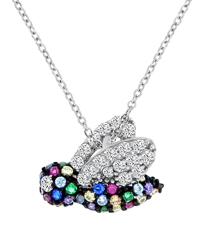 Macy's Multi-Color Cubic Zirconia Bee Pendant Necklace in Sterling Silver