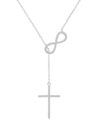 Macy's Cubic Zirconia Infiniti and Cross Dangling Necklace in Sterling Silver