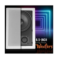 Pyle 6.5" In-Wall / In-Ceiling 2-Way Speakers - Flush Mount, Titanium Dome Tweeters, 360W Max Power Output