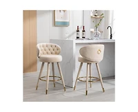 360° Swivel Counter Height Bar Stools Set of 2 with Solid Wood Legs for Kitchen or Dining Room-The Pop Home