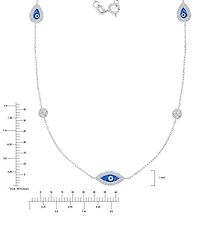 Macy's Cubic Zirconia Evil Eye Stations Necklace in Sterling Silver