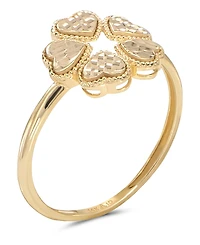 Devata Clover Heart Ring in 14K Gold, Size 7, approx. 1.9 grams.