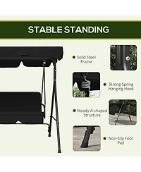 Outsunny 3-Seat Outdoor Patio Swing w/ Canopy & Cushion,