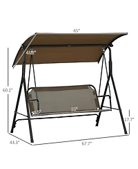 Outsunny 3-Seat Outdoor Patio Swing w/ Canopy & Cushion,