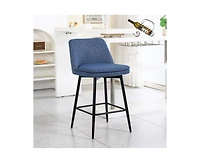 Set of 2 Swivel Counter Height Stools, 25.6" Upholstered Kitchen Island Chairs with Metal Legs & 360° Rotation-The Pop Home