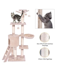 Gymax 56'' Cat Tree Kitten Pet Play House Furniture Condo Scratching Posts Ladder