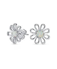 Bling Jewelry Synthetic White Opal Daisy Flower Stud Earrings Sterling Silver Jewelry