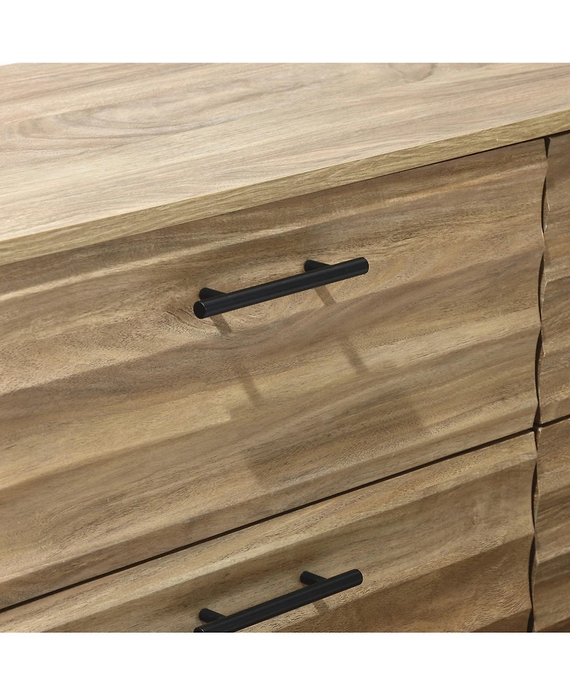 LuxenHome Mid-Century Modern Wave 6-Drawer 47.2-Inch Wide Dresser