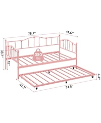 gaomon Metal Daybed with Trundle Bed, Twin Size Day Bed with Premium Metal Frame