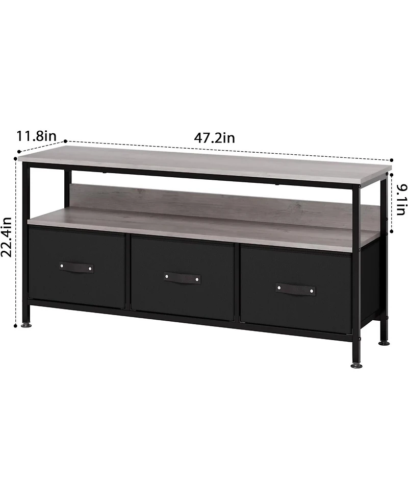 gaomon TrailBlaze Dresser Tv Stand for Bedroom, 47.2" Tv Console with 3 Drawers Entertainment Center with Open Shelf Modern Television Table Center Me