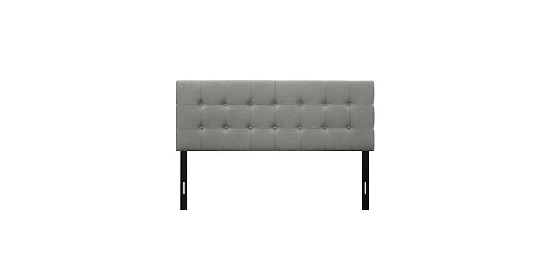 Slickblue Queen Modern Classic Style Button-Tufted Headboard in Grey Upholstered Fabric