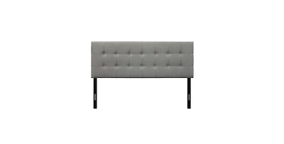 Slickblue Queen Modern Classic Style Button-Tufted Headboard in Grey Upholstered Fabric