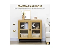 Slickblue Modern Glass Door Sideboard Buffet Dining Storage Cabinet for Stylish Organization