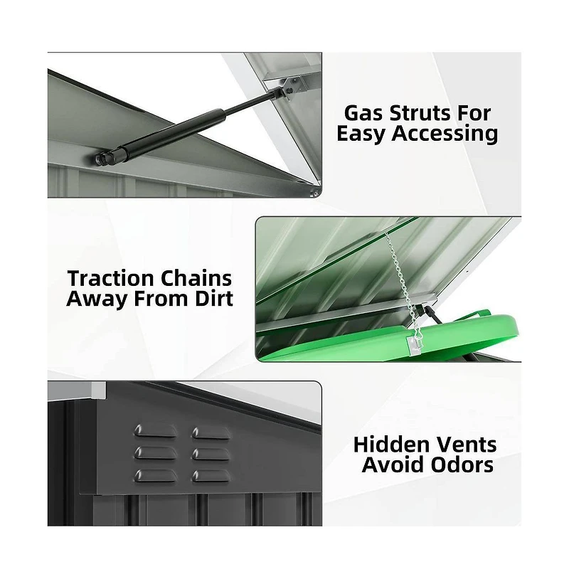 Slickblue Outdoor Trash Can Storage Shed Holds 2 Garbage Bins for Organized and Concealed Storage