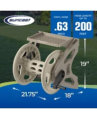 Suncast Handler 200 Foot Resin Wall Mounted Outdoor Garden Hose Reel