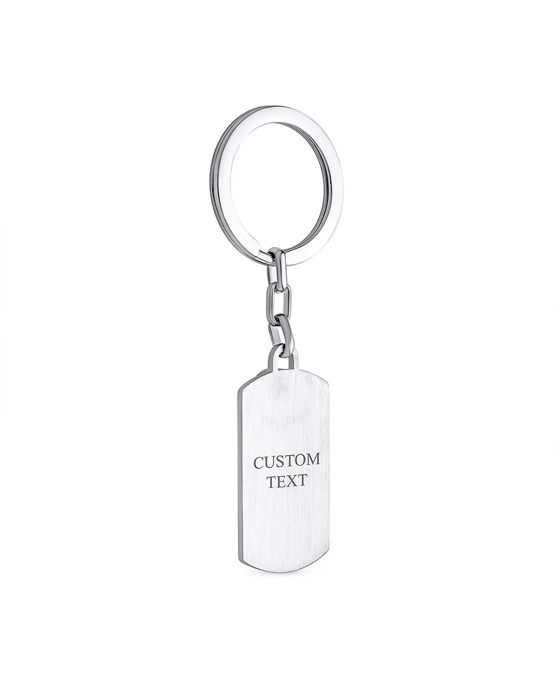 Bling Jewelry Guardian Angel Wing Feather Dog Tag Keychain Key Ring Holder Men Women Oxidized Stainless Steel