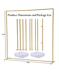 gaomon 6.6FT x 6.6FT Gold Wedding Arches for Ceremony Square Backdrop Stand Metal Balloon Arch Stand Kit Wedding Arch Frame for Birthday Party Bridal
