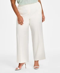 Anne Klein Plus Pull-On Wide-Leg Tailored Pants