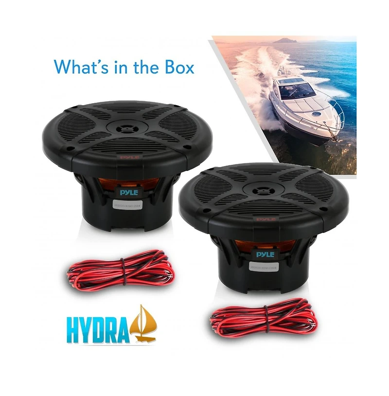 Pyle 6.5" Waterproof Rated Marine Speakers with Wireless Rf Streaming Support (Supplemental Speakers for Model: 'PLMRF65MB')